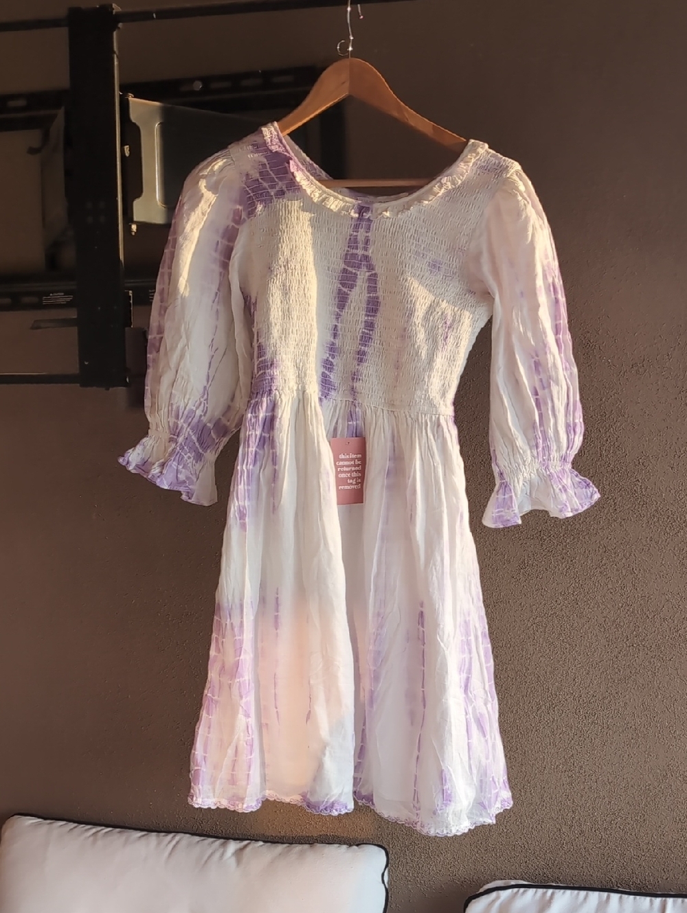 NWT Ivy City Jasmine Lavender Tie-Dye Smocked Dress 100% Cotton